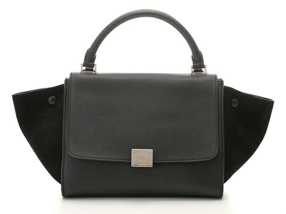 Celine Trapeze Handbag Black Calfskin x Suede